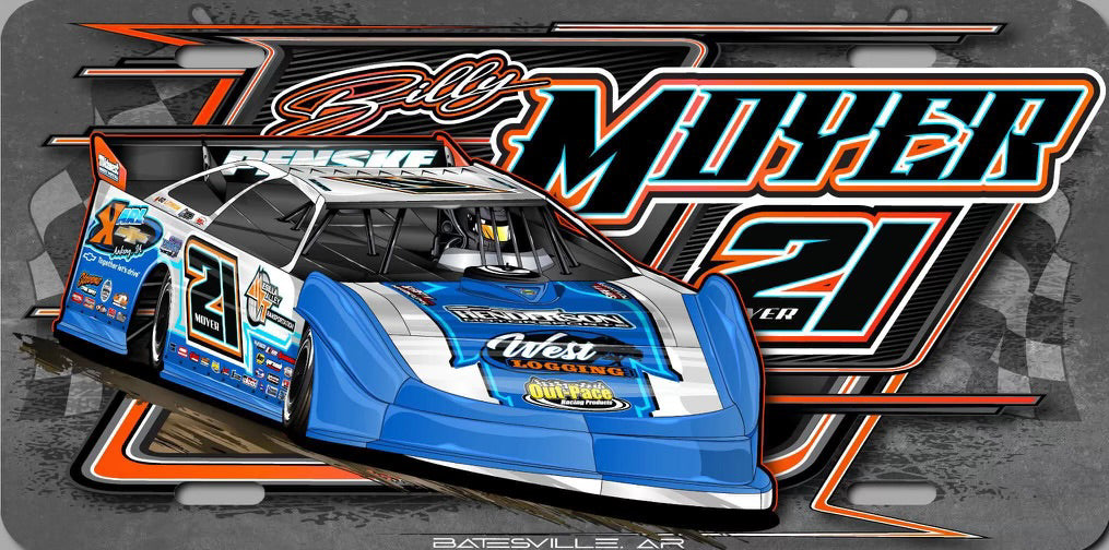 Billy Moyer #21 License Plate w/ Gray Background